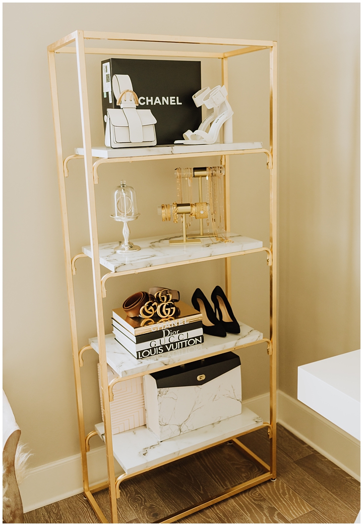 gold and marble shelf