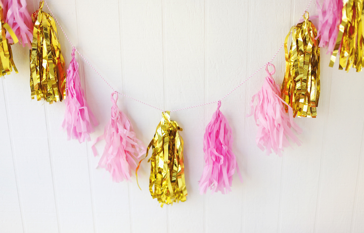 pink and gold tassels