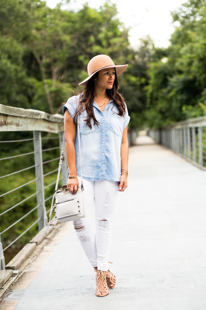 Chambray + White: Casual outfit of the day - Christinabtv
