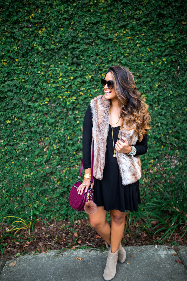 Fur vest and on sale dress