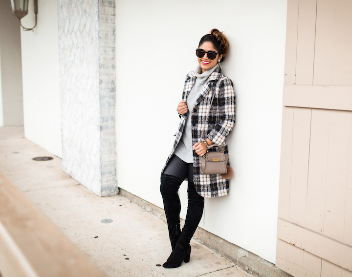 Plaid Coat + Over The Knee Boots - Haute Off The Rack