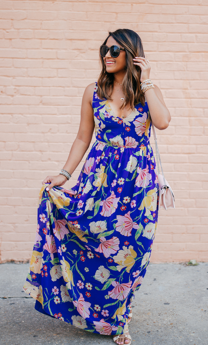 Blue Floral Maxi Dress - Haute Off The Rack