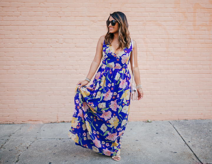 Blue Floral Maxi Dress - Haute Off The Rack