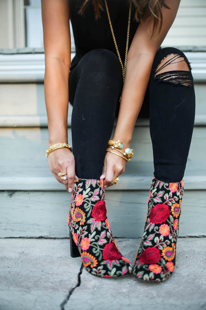 Mia embroidered ankle boot best sale