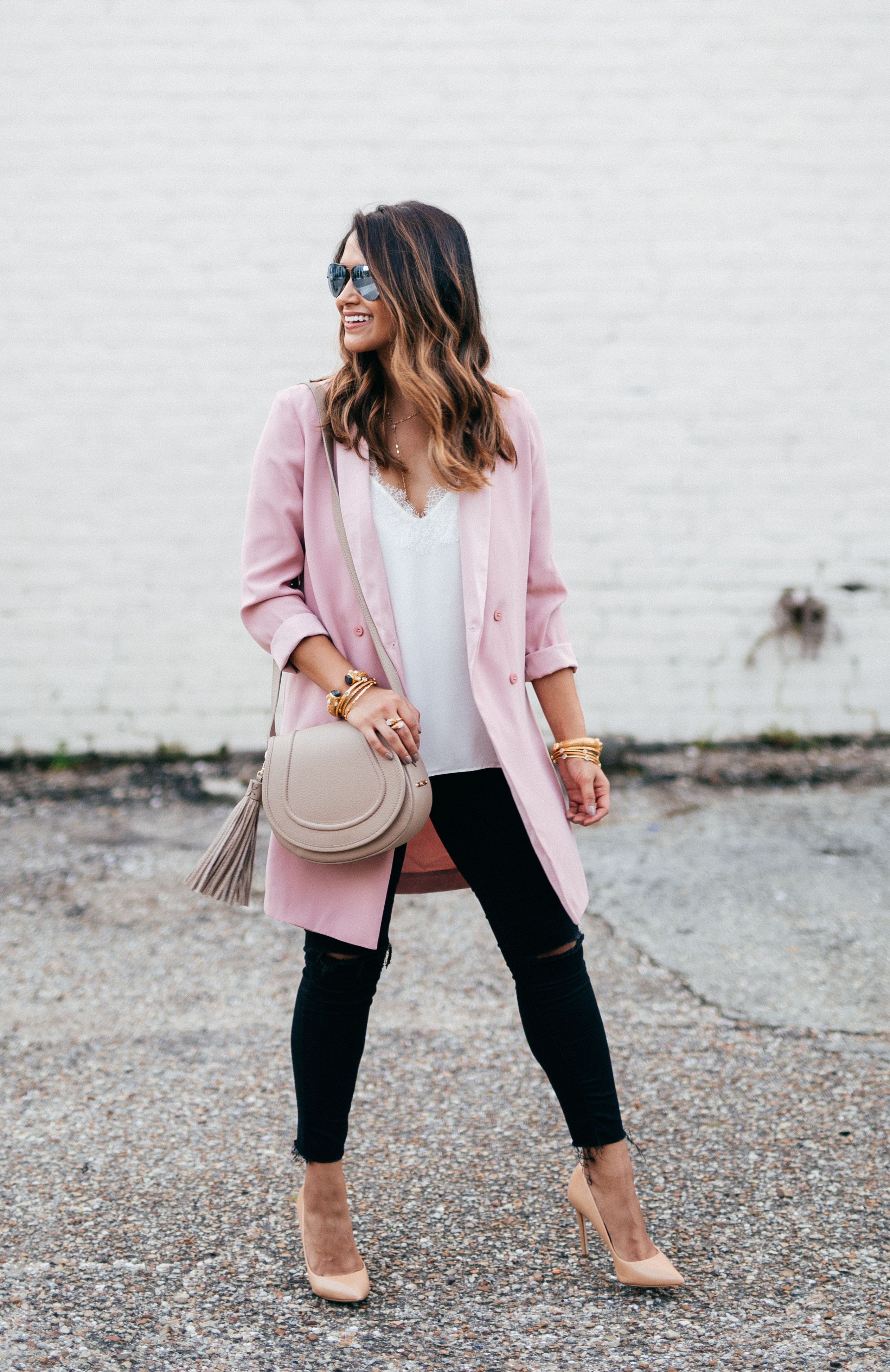 Nude longline clearance blazer