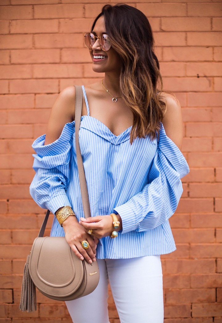 Perforated Booties + Off The Shoulder Blouse - Haute Off The Rack