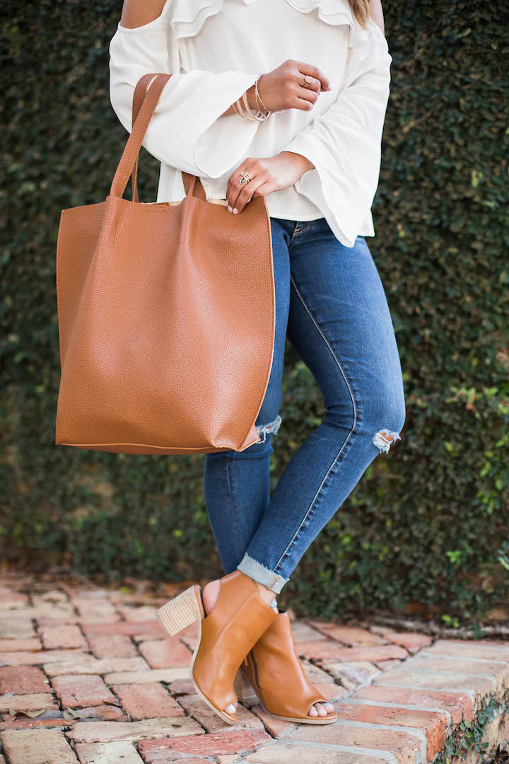 Tan leather open toe 2024 booties