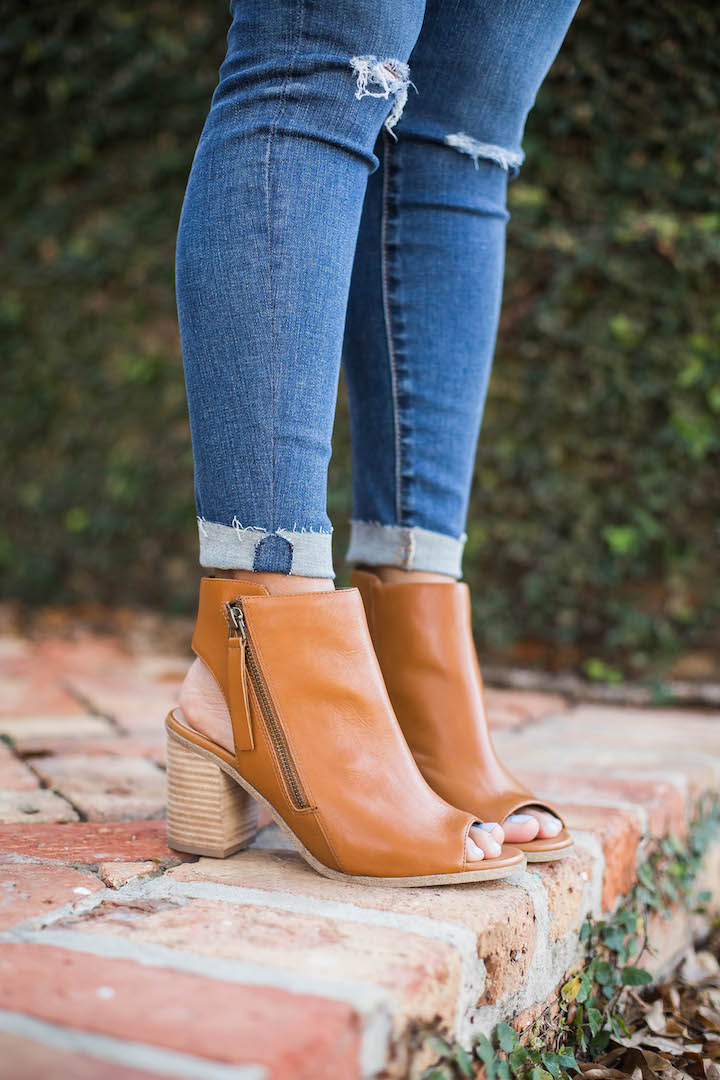 Tan open toe on sale bootie