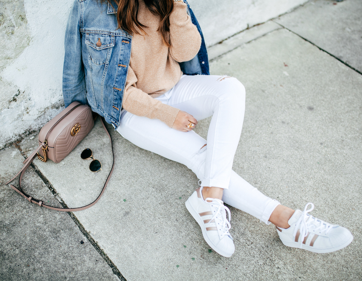 Adidas superstar white clearance jeans