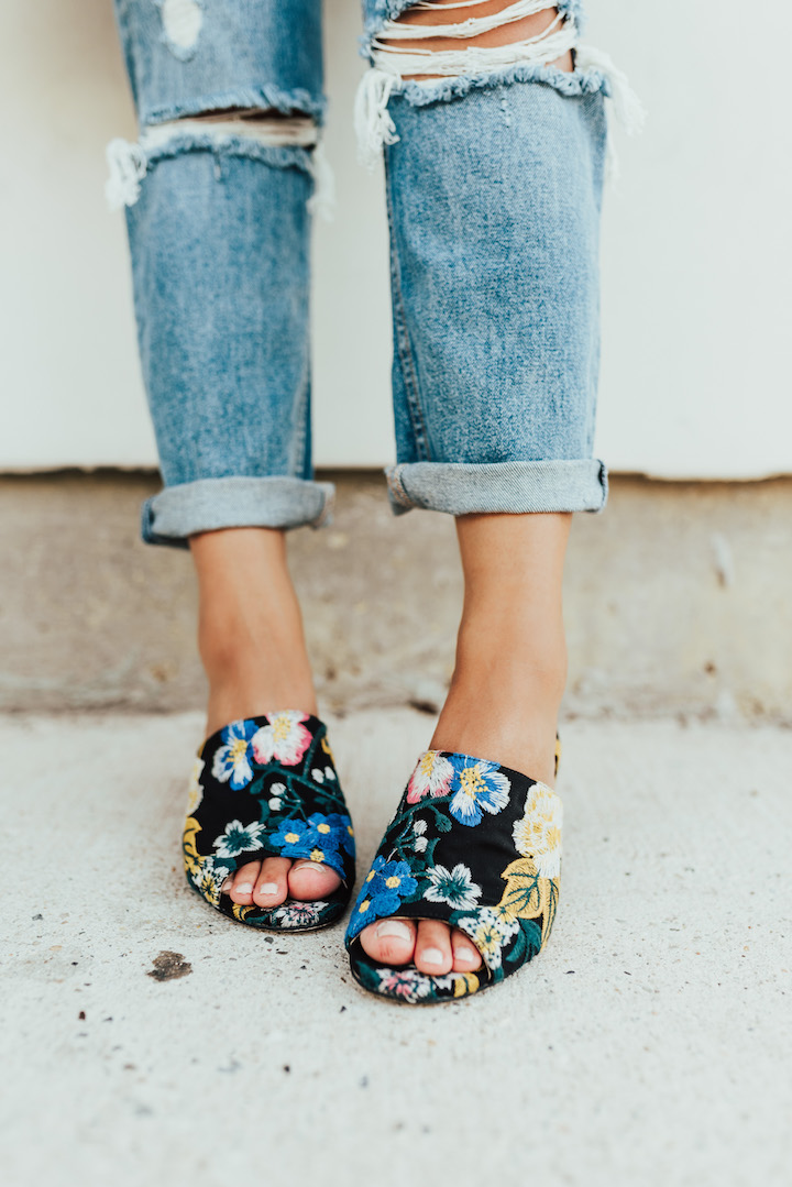 embroidered mule shoes