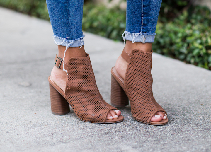 Perforated booties 2025 peep toe