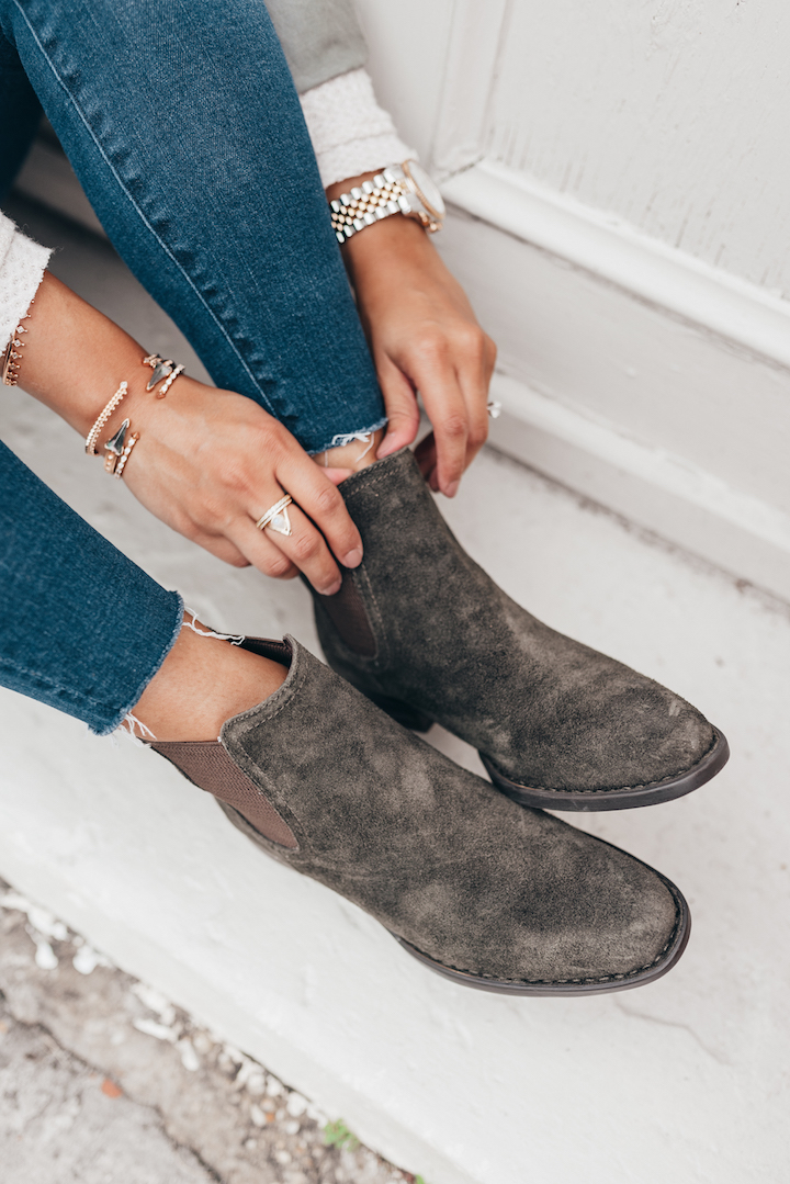 olive green booties outfit