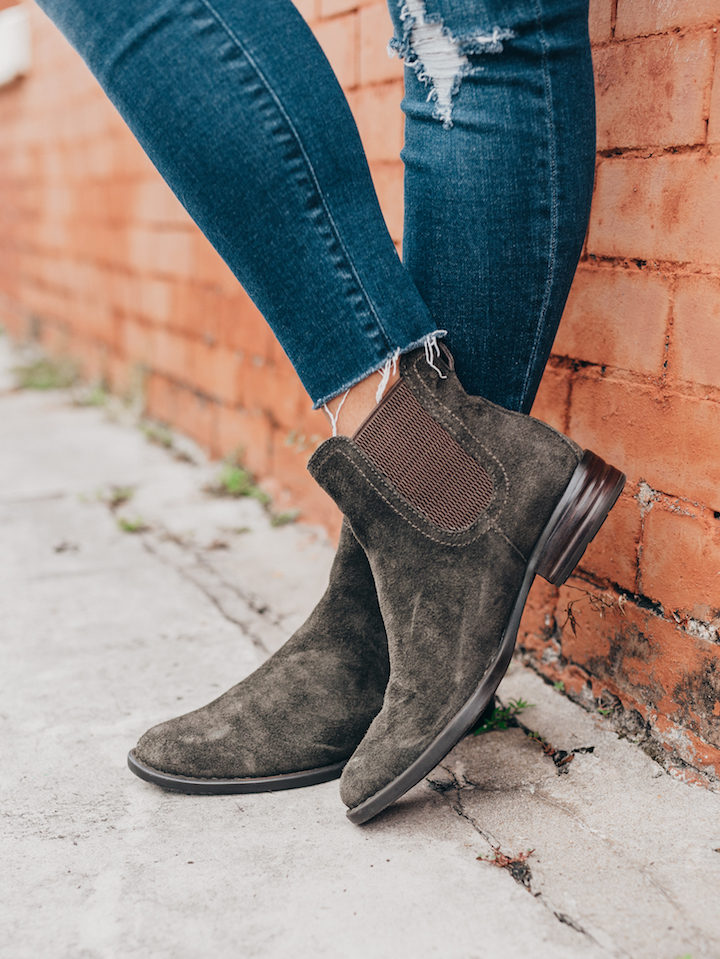 olive colored booties