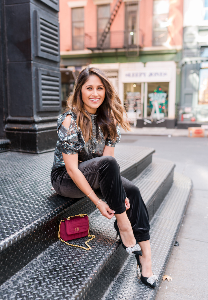 velvet joggers outfit