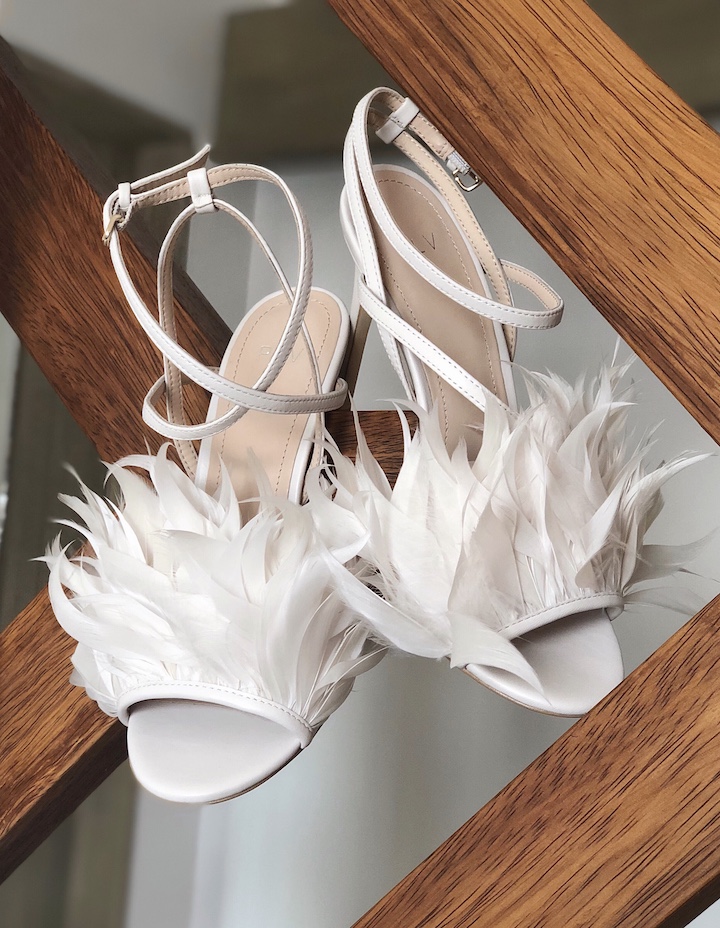 silver feather heels