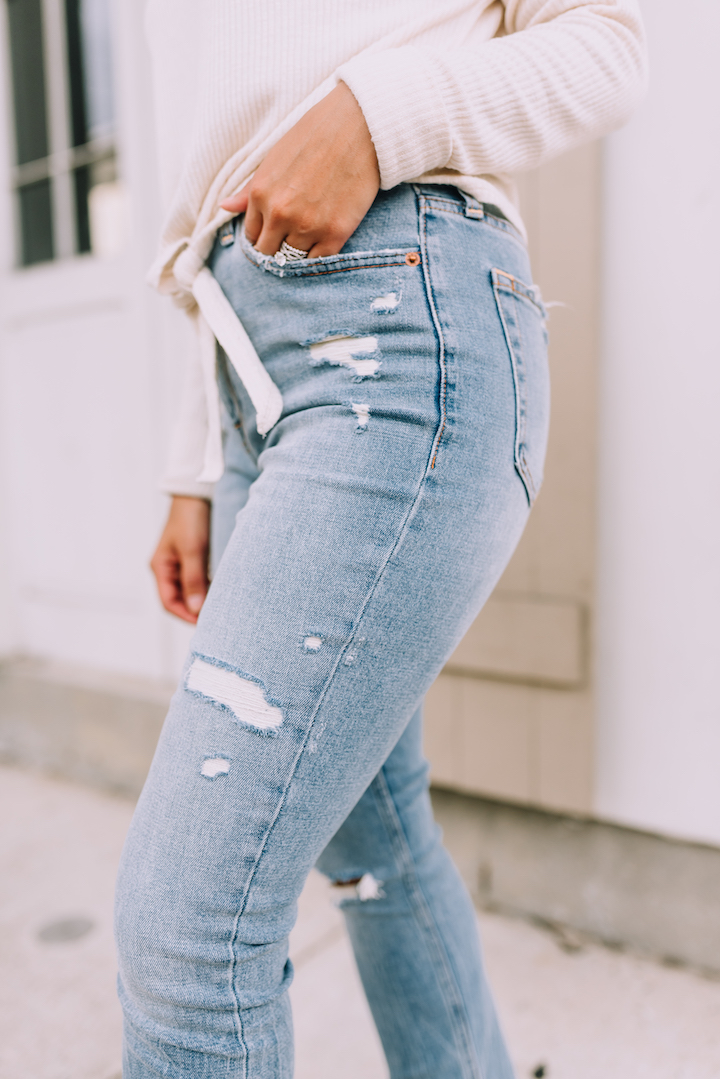 Travel Style: High Rise Slim Jeans + Tie-Front Top - Haute Off The Rack