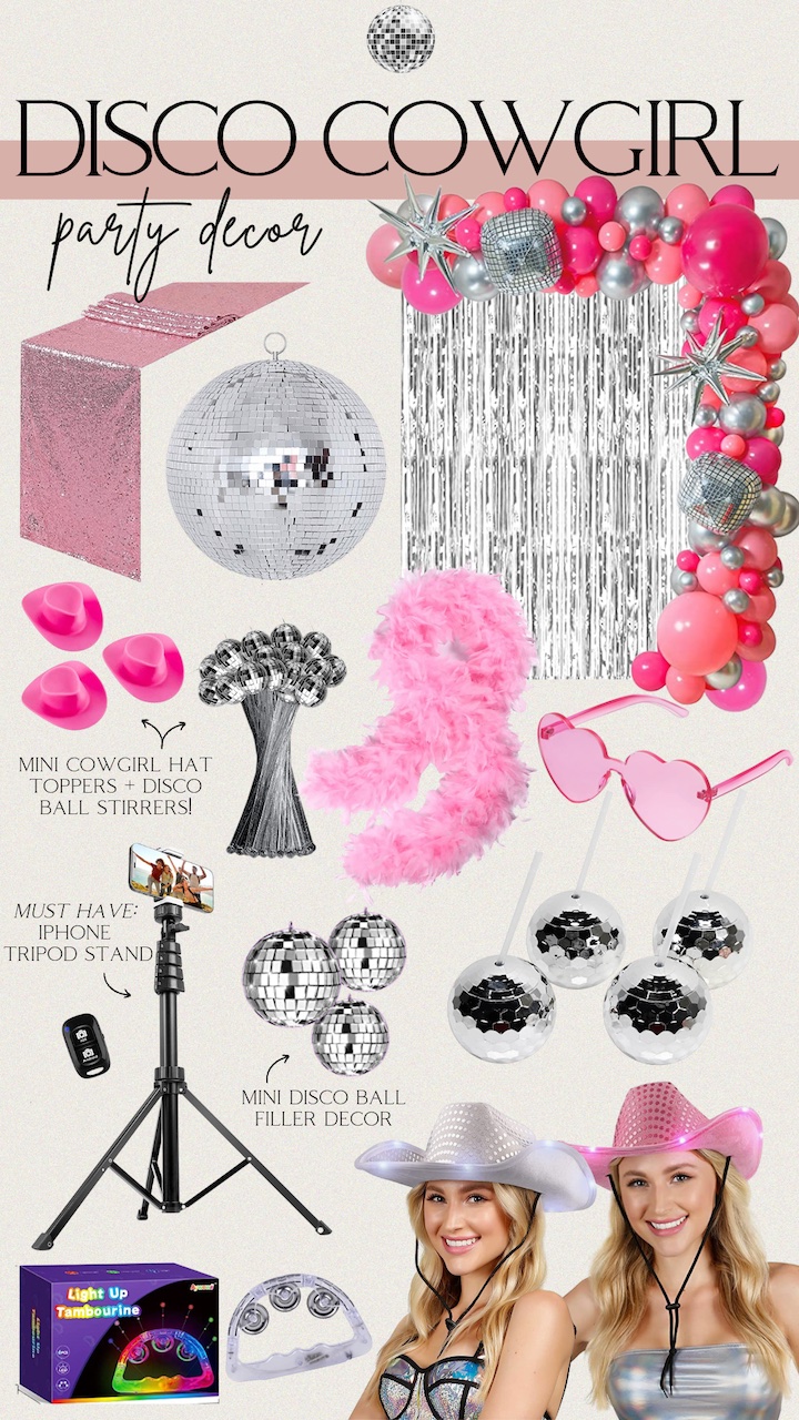 disco cowgirl party decor